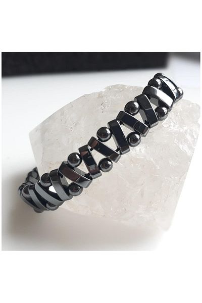 Bijustore Hematite Macrame Knitted Men's Natural Stone Bracelet