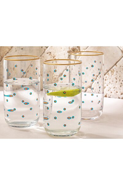 English Home Exotic Art Glass 3-Piece Soft Drink Glass 365 Ml Green-blue