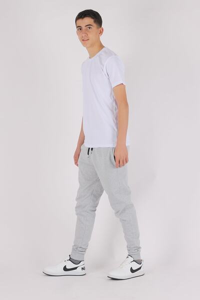 han elegant طقم تي شيرت وسروال رياضي من القطن بلون موحد للجنسين