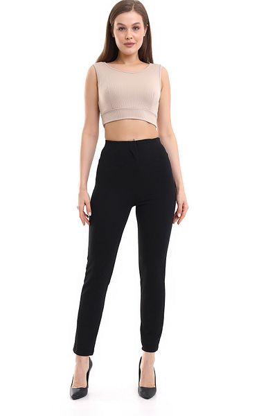 DeChival Skinny Leg Collared Fabric Trousers