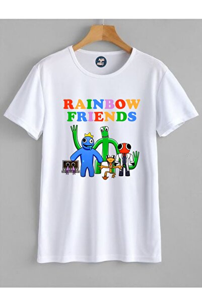 RYO FASHİON Tricou alb cu mânecă scurtă pentru copii Cdaw Rainbow Friends