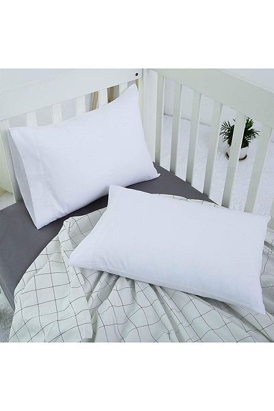 devigo Σετ 2 Λευκές Βρεφικές Μαξιλαροθήκες 35x45 100% Βαμβακερό Κάλυμμα