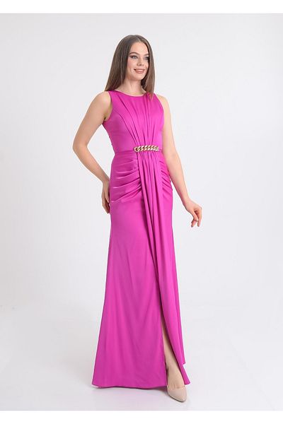 SpringStore Rochie de seară din satin cu detaliu la spate Fujya