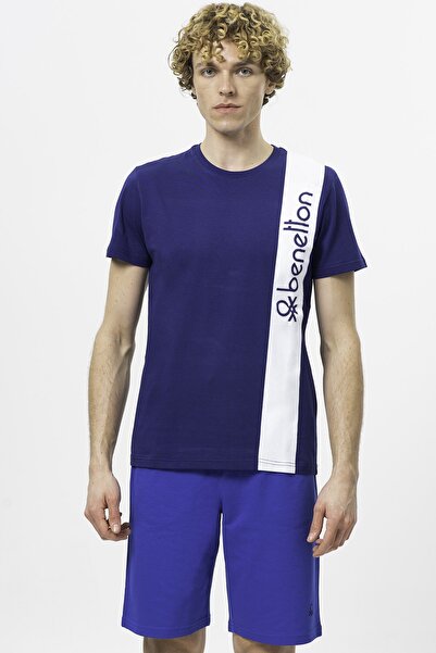 United Colors of Benetton με τύπωμα Ανδρικό μπλουζάκι Bnt-m20474 Ναυτικό μπλε