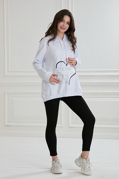 Işşıl 8626-Stoned Print Breastfeeding Detail Maternity Sweatshirt
