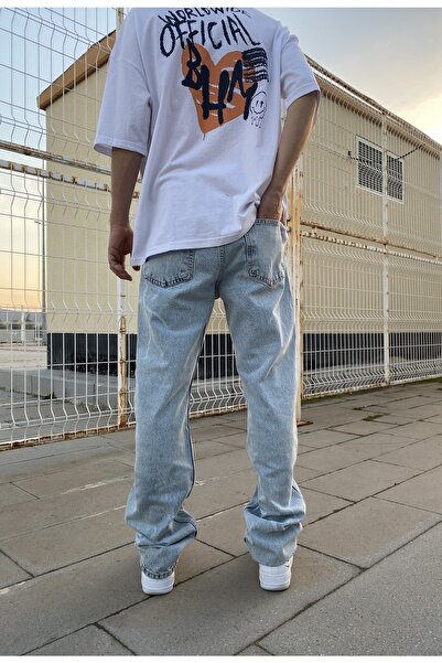 XPUPPETWEAR Yıldırım Detay Açık Buz Mavi Loose Fit Jean
