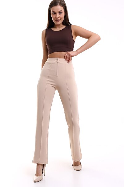 DeChival Брюки з лікрами з переднім швом / жіночі брюки з лікрами з переднім швом