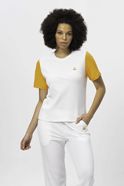 United Colors of Benetton Λευκό Γυναικείο Πυτζάμα Μπλουζάκι - Bnt-w20408