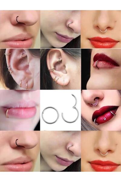 MAZEN Burgulu Gümüş Renk Cerrahi Çelik Tragus Helix Piercing Küpe Tam Tur Piercing ( Beden Seçenekli)