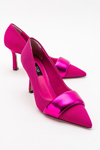 LuviShoes حذاء جلي فوشيا بكعب نسائي