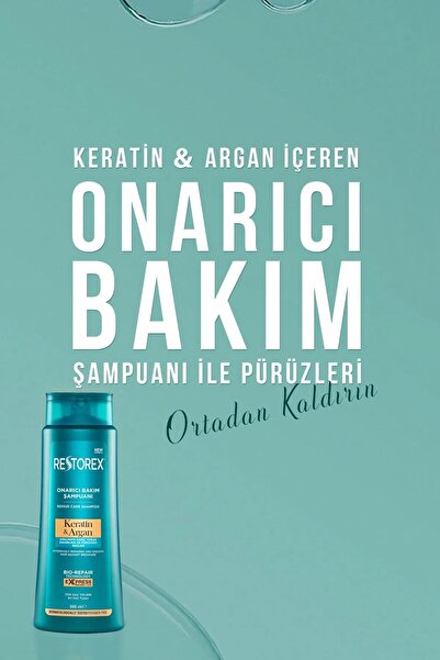 Restorex Şampuan Saç Dökülmesine Karşı Etkili 500ml 1 Adet+ Keratin & Argan 500 Ml 1 Adet