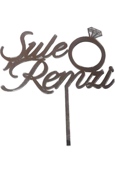 GÜVEN Pleksi Pasta Süsü Gold Renk Nişan Düğün Topper Yüzük