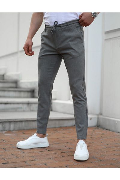 JACK CAPRİO Anthracite Gray Men's Jogger - Elastic Waist, Soft Fabric