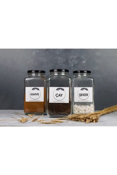 Karçiçeği Home Dekoratif Mutfak Düzenleyici Çay, Kahve, Şeker 3000 Cc Siyah M...