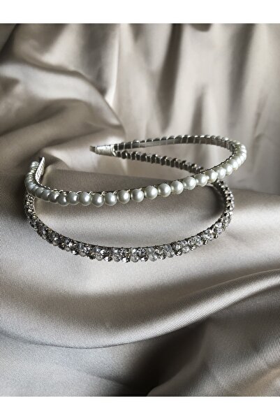 DOĞA ART STORE Διπλή Στέμμα Νύφης με Πέτρες Πέρλες και Κρυστάλλους