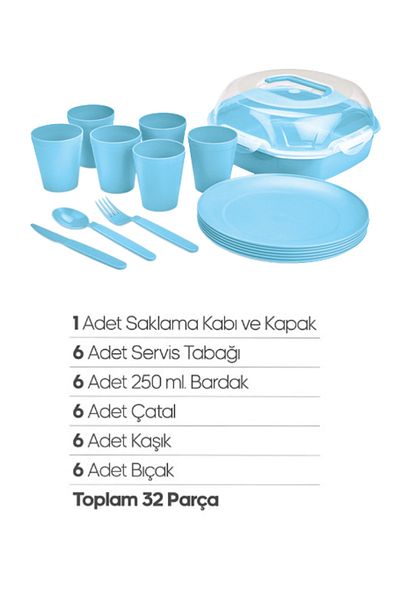 Turuncu Portakal Quality Original Boxed Camping and Picnic Set with Bag for 6 Persons (32 PIECES)