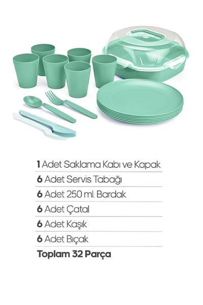 Turuncu Portakal Quality Original Magic Camping and Picnic Set for 6 People with Bag (32 PIECES)