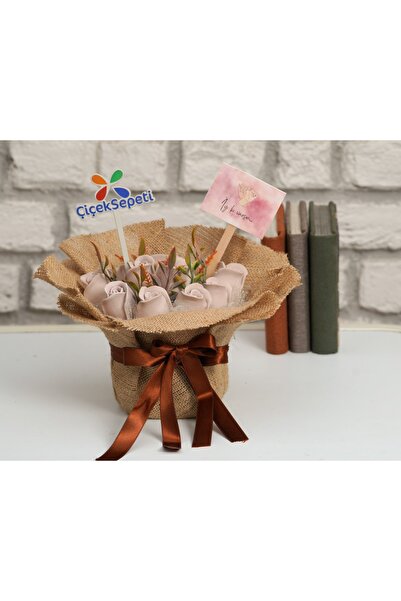 StoneGiftDesign Kahve Ve Vizon Gonca Güllerin Zerafeti Buket Saksıda Iyi Ki V...