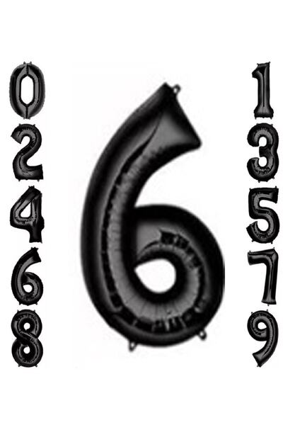 ikm balon 6 Rakam 34 Inç / 76 Cm Siyah Folyo Balon / Helyumlu Doluma Uygun