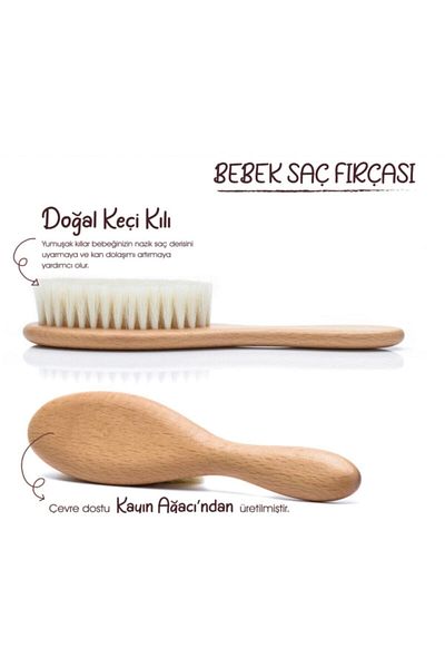 Ladies Deco 100% Natural Goat Hair Baby Hair Brush with Diaper Bag for 0 Months