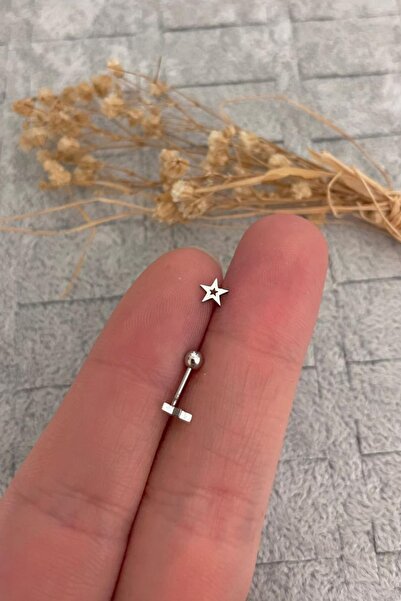 Jaida Moda Kadın Gri Yıldız Figür Çelik Tragus Helix Kıkırdak Piercing