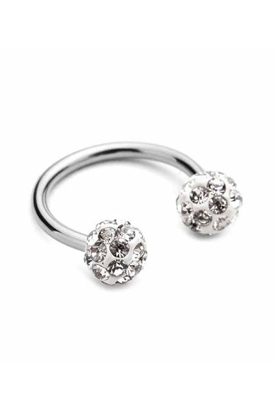 Kudi Two End Stoned Surgical Steel Half Ring Piercing