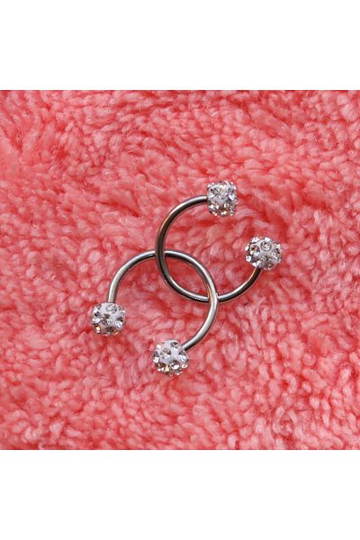 Kudi Two End Stoned Surgical Steel Half Ring Piercing