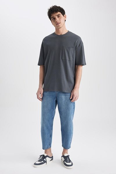 DeFacto Crew Neck Oversize T-Shirt - 100% Cotton, Short Sleeve, Heavy Fabric T3661Az23Sp