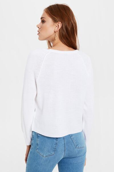 LC Waikiki Your Fashion Style'dan Kadın Ekru Kazak Kayık Yaka Uzun Kollu