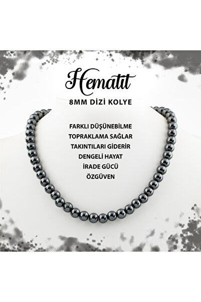 Deniz Doğal Taş قلادة من حجر الهيماتيت الطبيعي المعتمد مقاس 8 مم