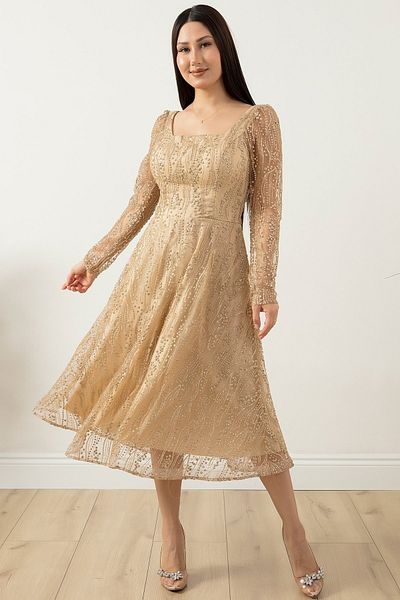 PULLIMM Rochie de seară cu mânecă lungă cu sclipici Midiboy 39677
