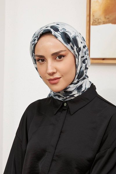 Dolfini Ipekhan Botanical Series Black and White Cotton Viscose Shawl