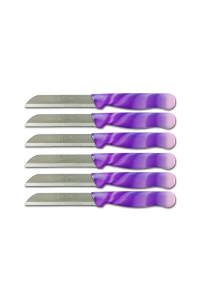 Solingen Tırtıklı Meyve Bıçakları Mermer Desen Mor ( 6 Adet)