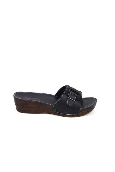 Pierre Cardin Women's Navy Blue Buckle Casual Slippers