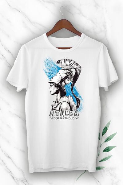 perseusshopping Μπλουζάκι Unisex Λευκό Μυθολογία Ευφυΐα Θεά Αθηνά με τύπωμα