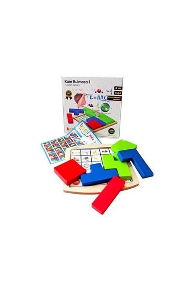 BEMİ Wooden Square Puzzle - Wooden Tetris Puzzle - Supports Intelligence Development