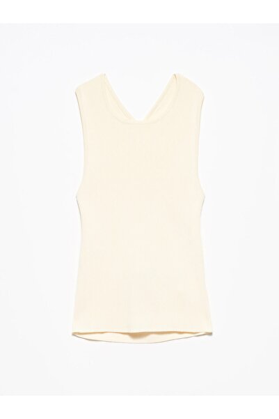 Dilvin قميص داخلي نسائي بيج مضلع مفتوح الظهر