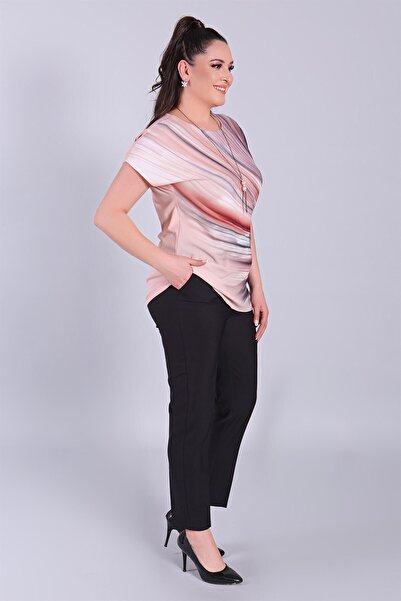 SERTUĞ Μπλούζα με μοτίβο Powder Wave με χαμηλό μανίκι Plus Size