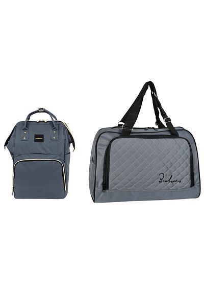 barberri Mother Baby Care Gray Classic Backpack and Quilted Small Size Sports Hand Suitcase