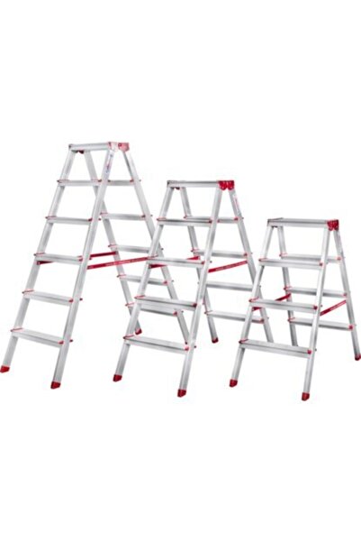 akrobat 5+5 Basamak Çift Çıkışlı Çift Taraflı Alüminyum Merdiven