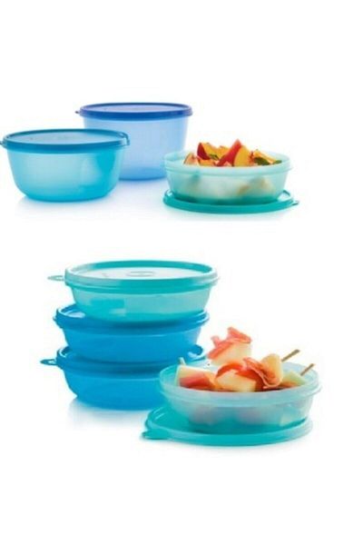 Tupperware Set of 4 Storage Containers with Blue Lid