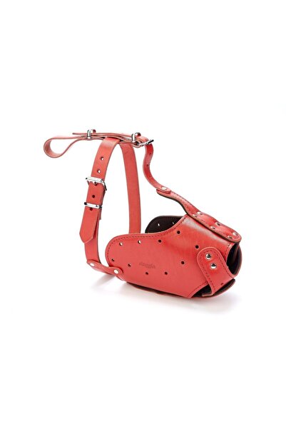 Doggie Kırmızı Uzun Burun Koruma Deri Ağızlık 2x60-65 cm
