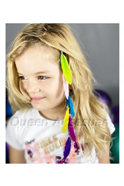 QUEEN AKSESUAR Trend Fashion Colorful Feather Chain Pendant Lamp Fake Snap Fa...