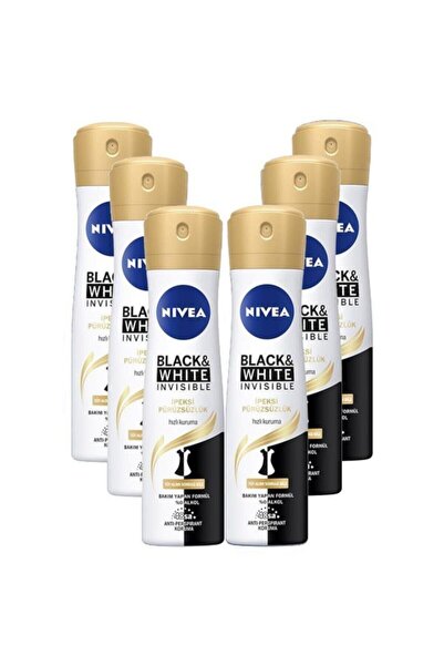 NIVEA Invisible Black&white Ipeksi Pürüzsüzlük 150 ml Kadın Deodorant Sprey*6...