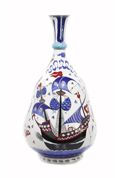 OTANTİK ÇİNİ Kalyon Dekorlu Iznik Vazo 25x32 Cm Dir