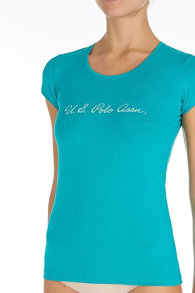 U.S. Polo Assn. Women's Turquoise O-Neck T-shirt Us.01.66066
