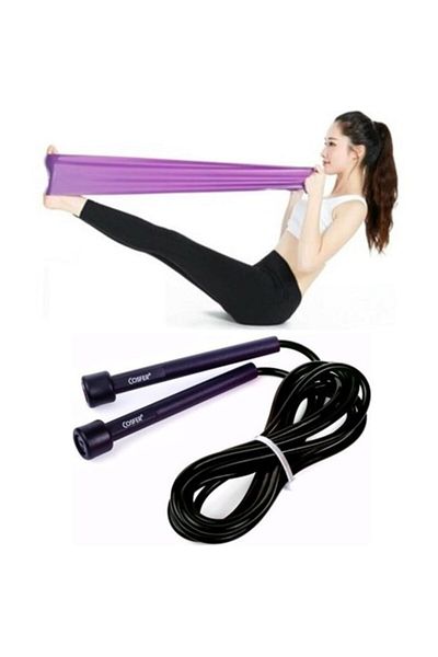 Cosfer Jump Rope Black Medium Strength Pilates Resistance Band