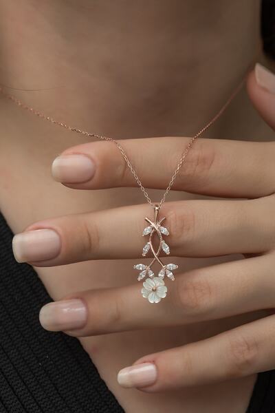 Nereze 925 Ayar Manolya Çiçeği Kolye Kadın Gümüş Kolye