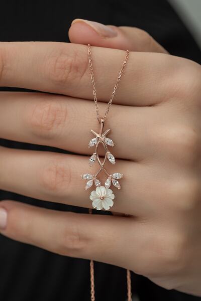 Nereze 925 Ayar Manolya Çiçeği Kolye Kadın Gümüş Kolye