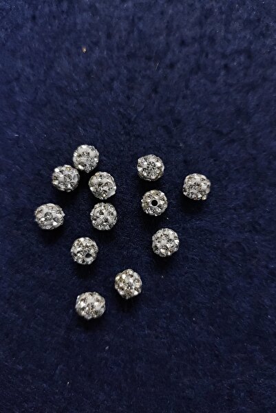 platin hediyelik ( 10 Adet ) 6 Mm Şambala Boncuk Cam Taşlı Takı Boncuğu